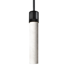 ZEEV Lighting P11708-E26-SBB-G9 - 3" E26 Cylindrical Pendant Light, 12" Spanish Alabaster and Satin Brushed Black Finish