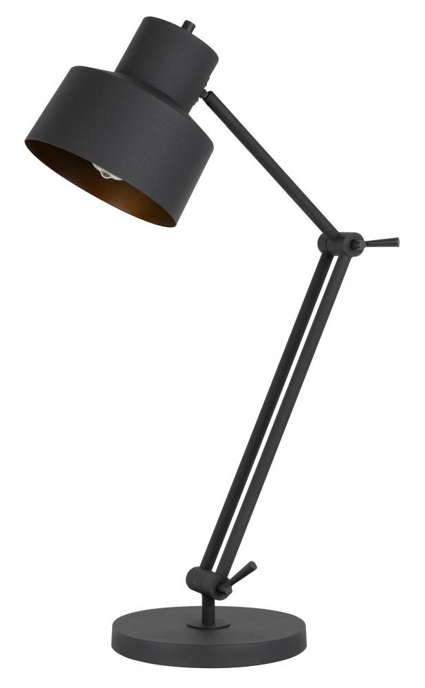 60W Davidson metal desk lamp with weighted base, adjustable upper and lower arms. On off socket