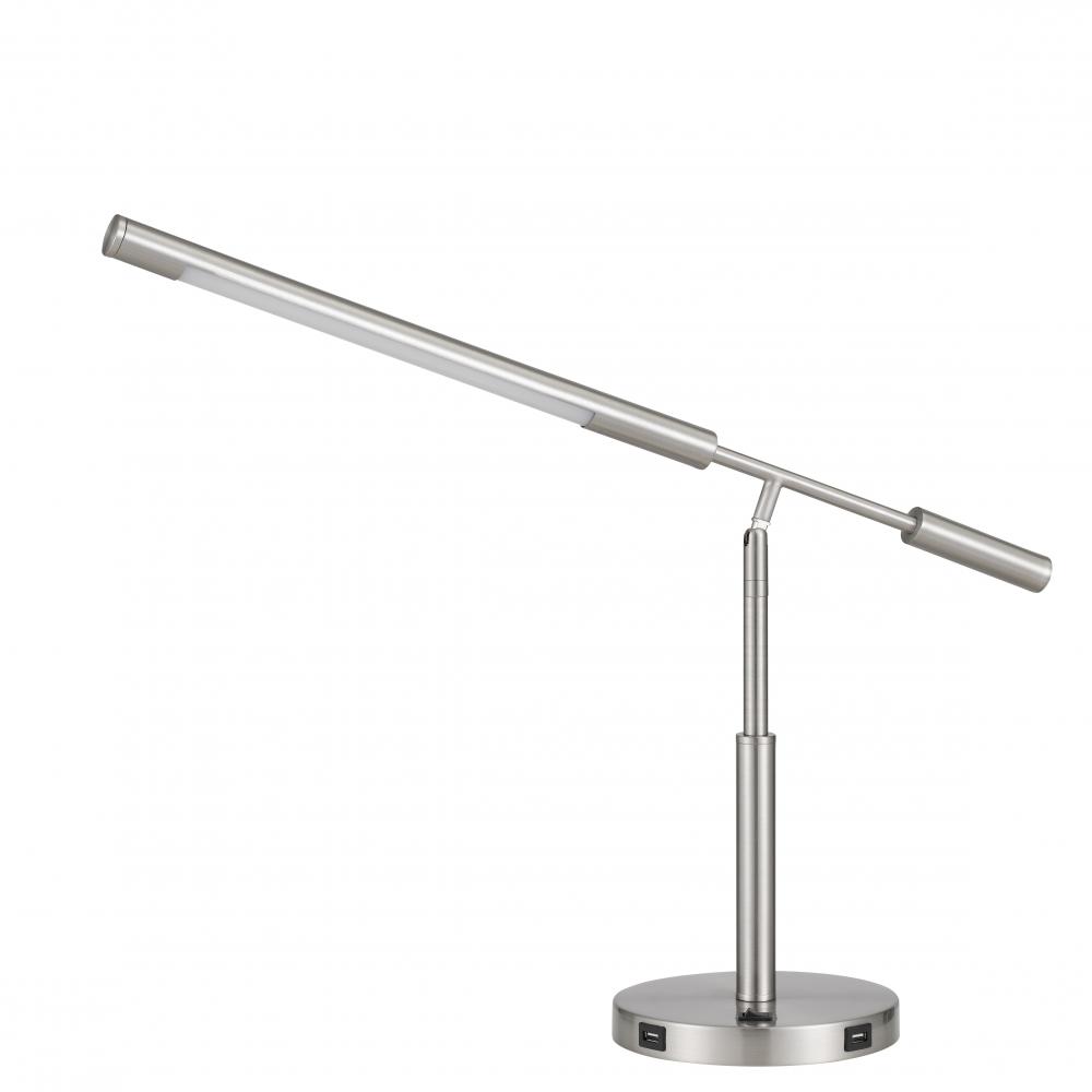 Auray integrated LED desk lamp with 2 USB charing ports. 780 lumen, 3000K, on off rocker switch