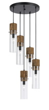 CAL Lighting FX-3583-5 - 13 3/8" Glass Pendant in Dark Bronze Wood Finish