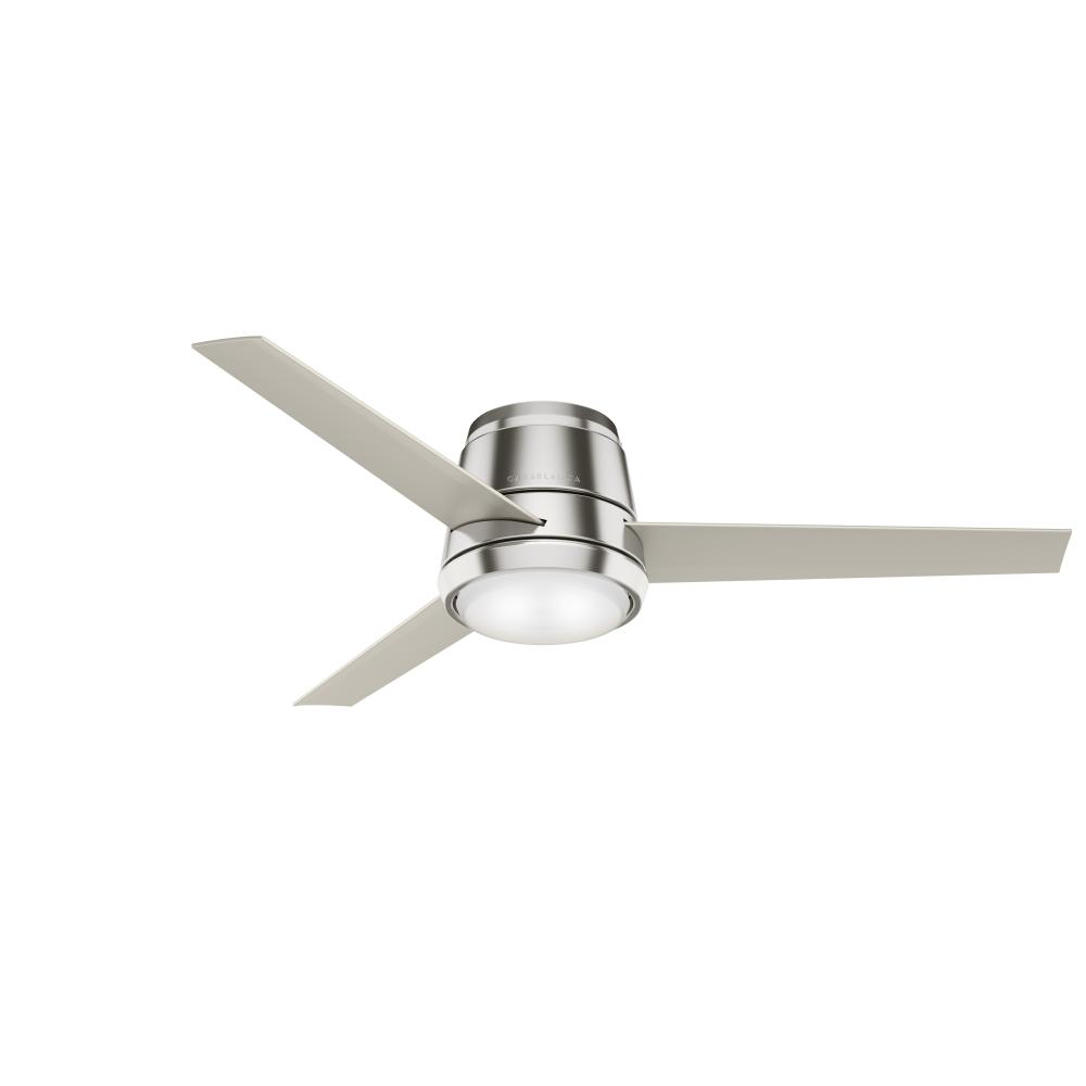 Casablanca 54 in Commodus Brushed Nickel Low Profile Ceiling Fan with LED Light Kit and Wall Control