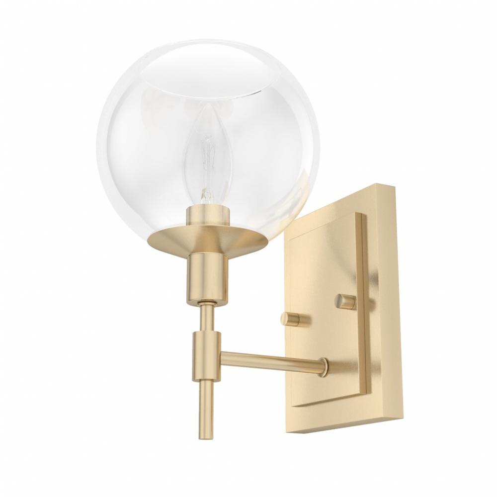 Hunter Xidane Alturas Gold with Clear Glass 1 Light Sconce Wall Light Fixture