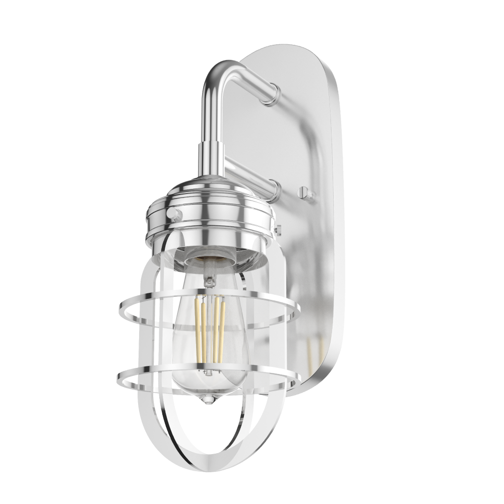 Hunter Starklake Chrome 1 Light Medium Sconce Wall Light Fixture