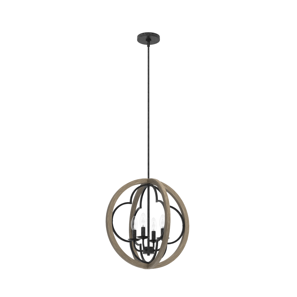 Hunter Gablecrest French Oak and Rustic Iron 4 Light Pendant Ceiling Light Fixture