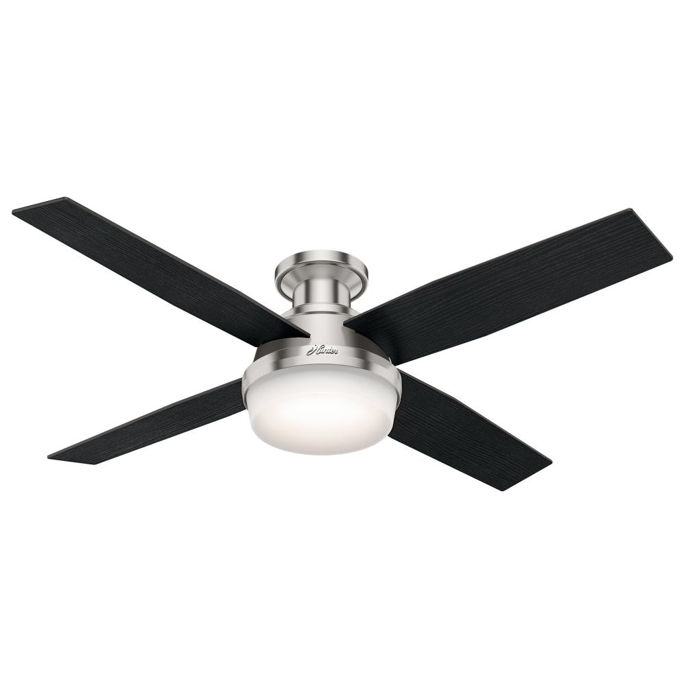 Hunter 52 inch Dempsey Brushed Nickel Low Profile Ceiling Fan with LED LT Kit and Handheld Remote