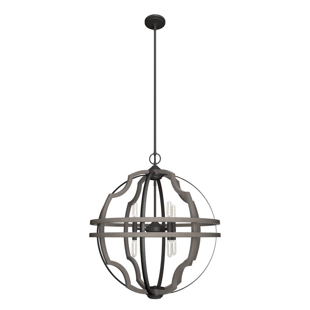 Hunter Stone Creek Noble Bronze and White Washed Oak 8 Light Pendant Ceiling Light Fixture