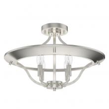 Hunter 19423 - Hunter Perch Point Brushed Nickel 4 Light Medium Flush Mount Ceiling Light Fixture