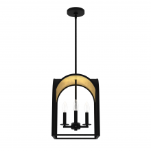 Hunter 19080 - Hunter Dukestown Natural Black Iron and Gold Leaf 4 Light Medium Pendant Ceiling Light Fixture