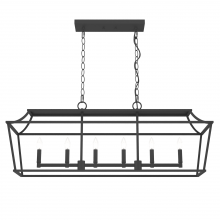 Hunter 19077 - Hunter Laurel Ridge Natural Black Iron 6 Light Large Chandelier Ceiling Light Fixture