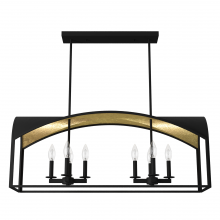 Hunter 19731 - Hunter Dukestown Natural Black Iron and Gold Leaf 8 Light Large Chandelier Ceiling Light Fixture