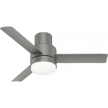 Hunter 51475 - Hunter 44 inch Gilmour Matte Silver Low Profile Damp Rated Ceiling Fan with LED Light Kit