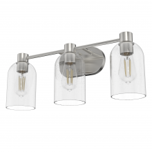 Hunter 19708 - Hunter Lochemeade Brushed Nickel with Clear Seeded Glass 3 Light Bathroom Vanity Wall Light Fixture