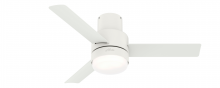 Hunter 51334 - Hunter 44 inch Gilmour Matte White Low Profile Damp Rated Ceiling Fan with LED Light Kit