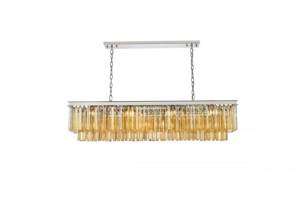 Sydney 12 light polished nickel Chandelier Golden Teak (Smoky) Royal Cut Crystal