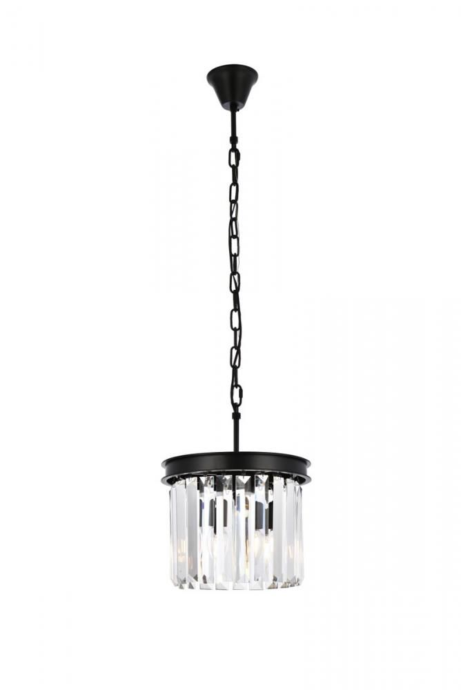 Sydney 3 Light Matte Black Pendant Clear Royal Cut Crystal