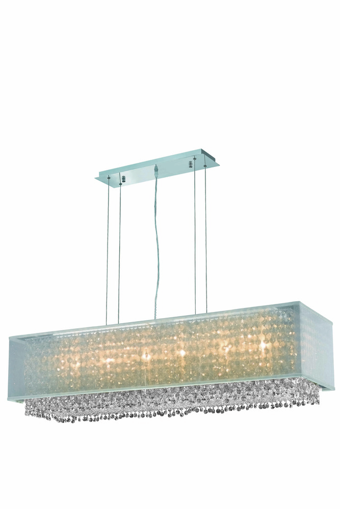 1691 Moda Collection Hanging Fixture w/ Silver Fabric Shade L41in W13in H11in Lt:6  Chrome Finish (R