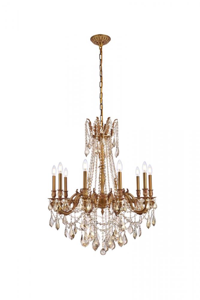 Rosalia 10 Light French Gold Chandelier Golden Teak (Smoky) Royal Cut Crystal