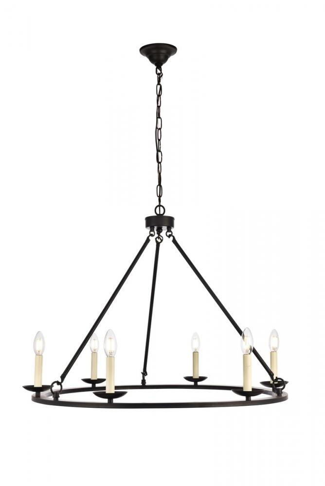 Maine Collection Chandelier D32.4 H23.25 Lt:6 Black Finish