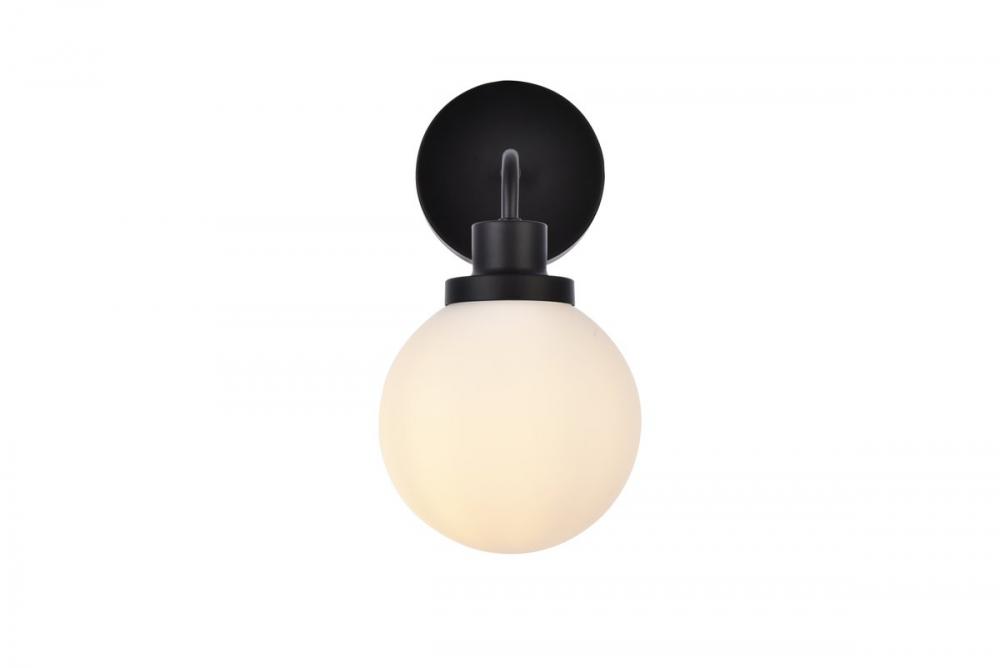 Hanson 1 light bath sconce in black with frosted shade