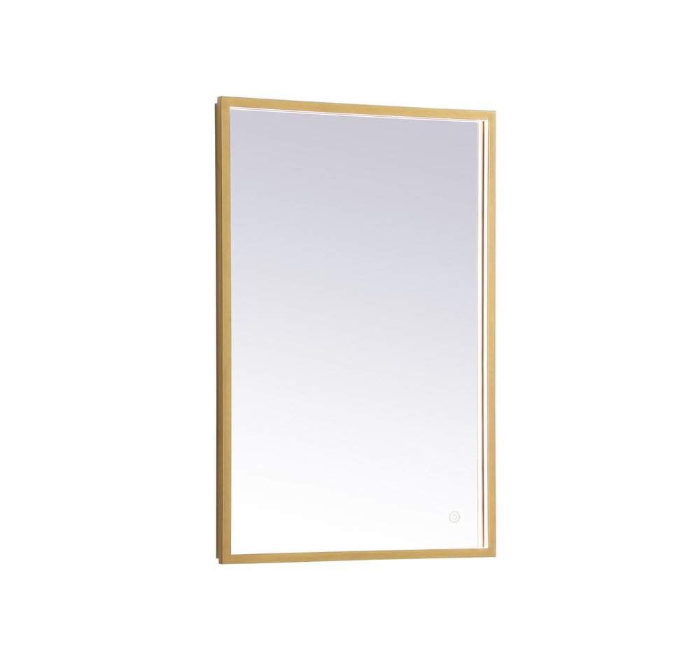 Pier 18x30 inch LED mirror with adjustable color temperature 3000K/4200K/6400K in brass