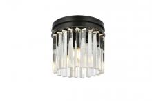 Elegant 1208F12MB/RC - Sydney 3 Light Matte Black Flush Mount Clear Royal Cut Crystal