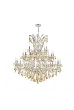 Elegant 2800G52C-GT/RC - Maria Theresa 41 Light Chrome Chandelier Golden Teak (Smoky) Royal Cut Crystal