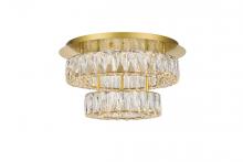 Elegant 3503F18L2G - Monroe LED Light Gold Flush Mount Clear Royal Cut Crystal