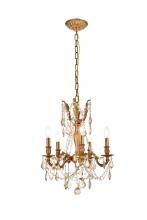 Elegant 9205D18FG-GT/RC - Rosalia 5 Light French Gold Pendant Golden Teak (Smoky) Royal Cut Crystal