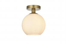 Elegant LD2205SG - Baxter 8 Inch Flush Mount Frosted White Shade in Satin Gold