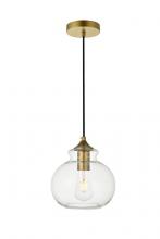 Elegant LD2245BR - Destry 1 Light Brass Pendant With Clear Glass