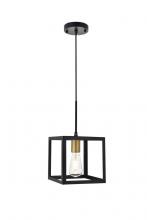 Elegant LD4063D8BRB - Resolute 1 light brass and black Pendant