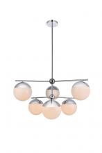 Elegant LD6142C - Eclipse 6 Lights Chrome Pendant With Frosted White Glass