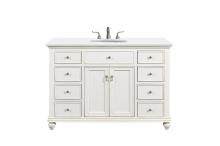 Elegant VF12348AW-VW - 48 Inch Single Bathroom Vanity in Antique White with Ivory White Engineered Marble