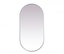 Elegant MR2A3672SIL - Metal Frame Oval Mirror 36x72 Inch in Silver