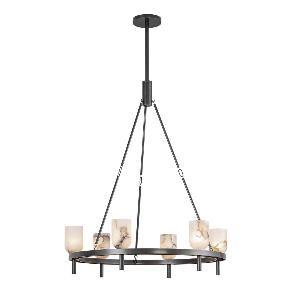 Lucian 32-in Urban Bronze/Alabaster 6 Lights Chandeliers