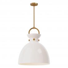 Alora Lighting PD411818AGGO - Waldo 18-in Aged Gold/Glossy Opal Glass 1 Light Pendant