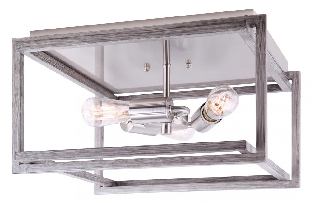 Carli 3 Light Flush Mount, Nickel Finish