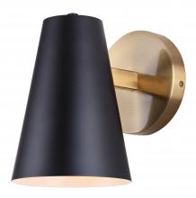 Canarm IVL1145A01BKG - HARKEN 5.375 in. 1 Light Matte Black and Gold Sconce with Black Metal Shade