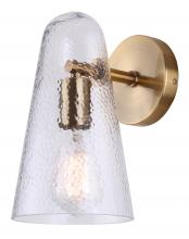 Canarm IWF1144A01GD - LUISA 5.88 in. 1 Light Gold Sconce with Clear Hammered Glass Shade