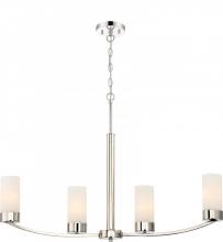 Nuvo 60/6228 - Denver - 4 Light Island Pendant with Satin White Glass - Polished Nickel Finish