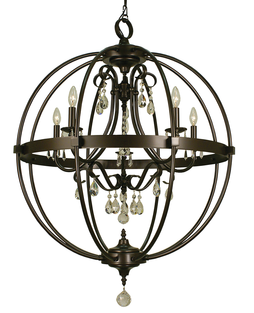 5-Light Mahogany Bronze Compass Foyer Chandelier