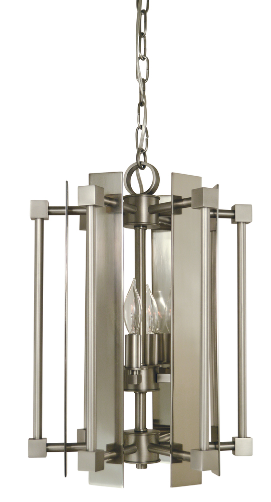 4-Light Antique Brass/Matte Black Louvre Chandelier