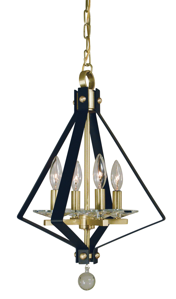 4-Light Polished Nickel/Matte Black Ice Mini Chandelier