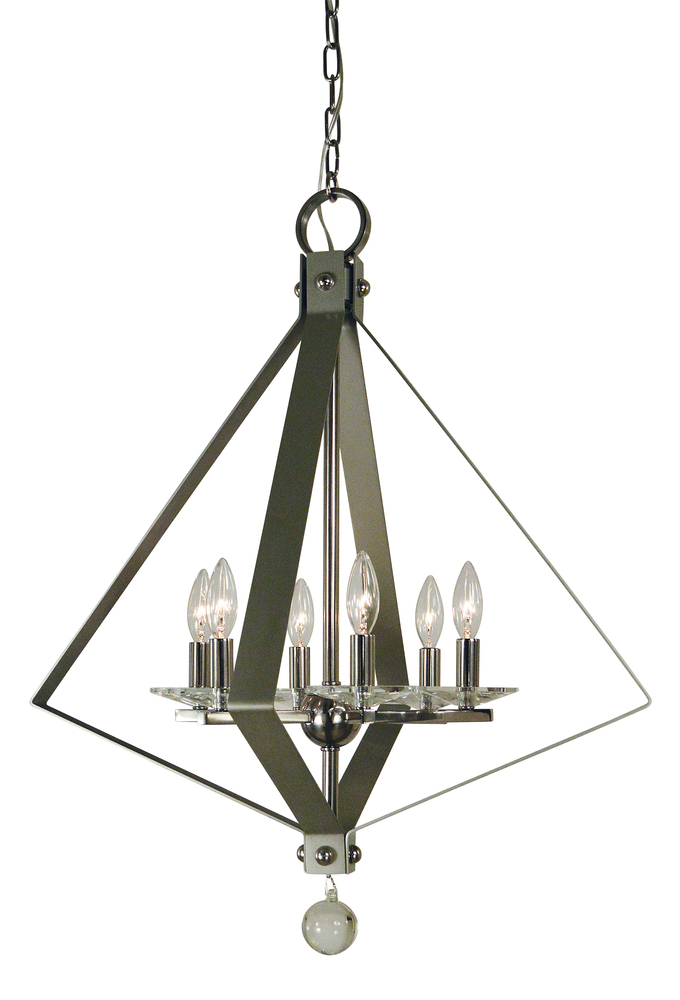 6-Light Satin Brass/Matte Black Ice Chandelier