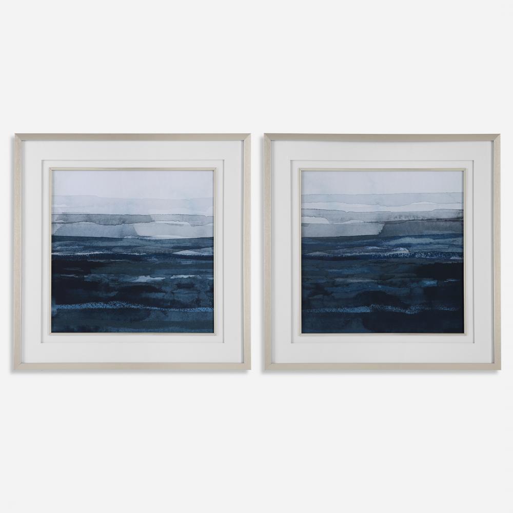 Rising Blue Abstract Framed Prints, Set/2