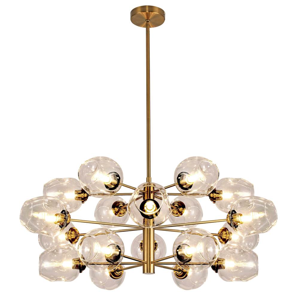 18 Light Halogen Chandelier Vintage Bronze with Champagne Glass