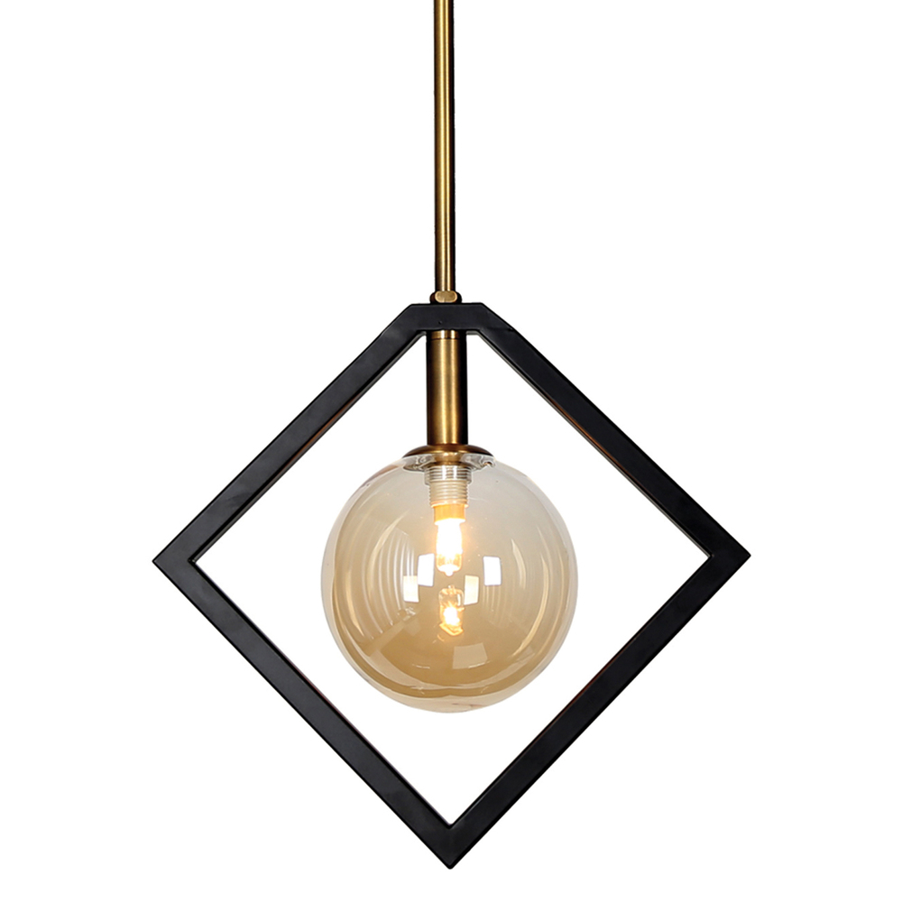 1 Light Pendant, Matte Black & Vintage Bronze Finish, Champagne Glass