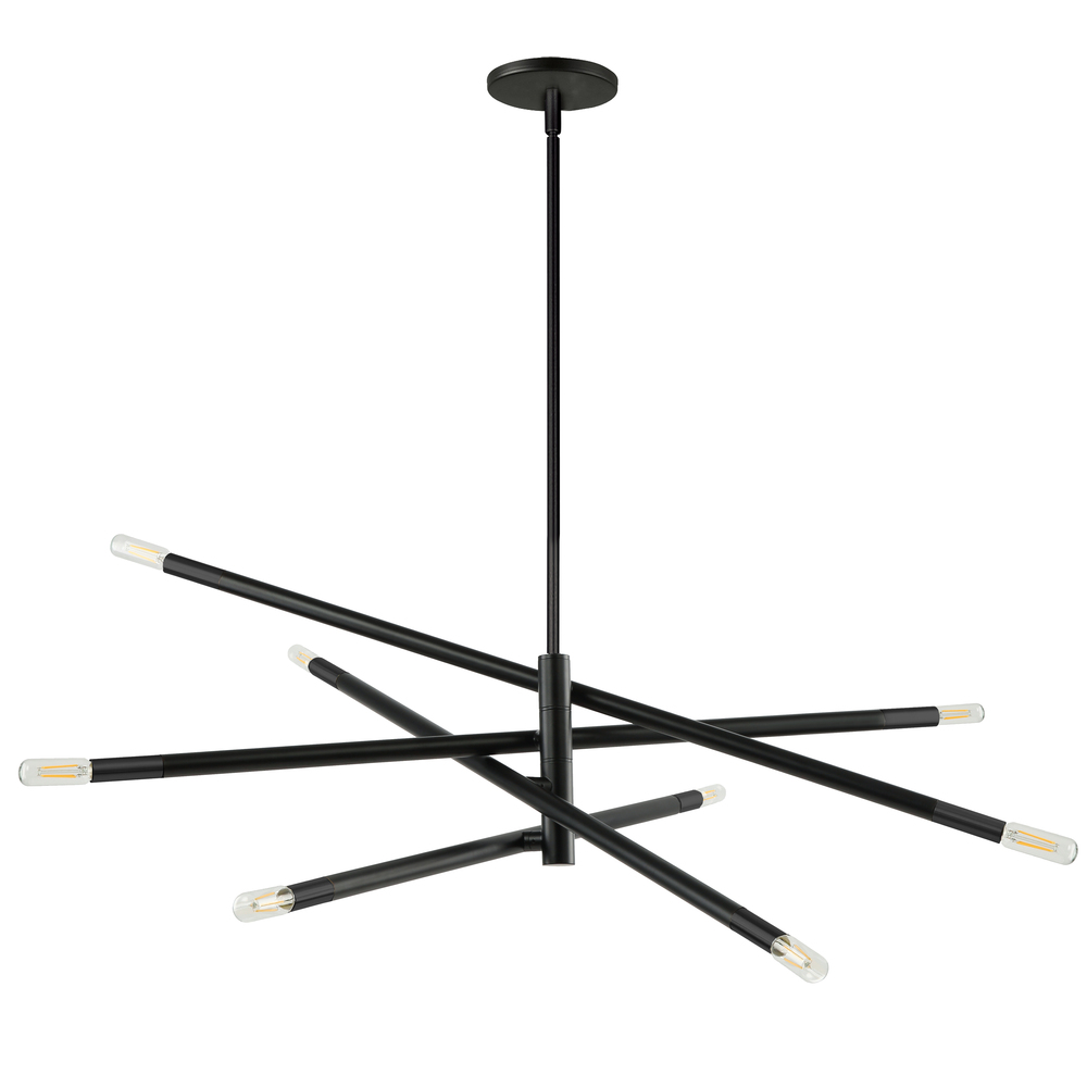 8 Light Incandescent Matte Black, Pendant